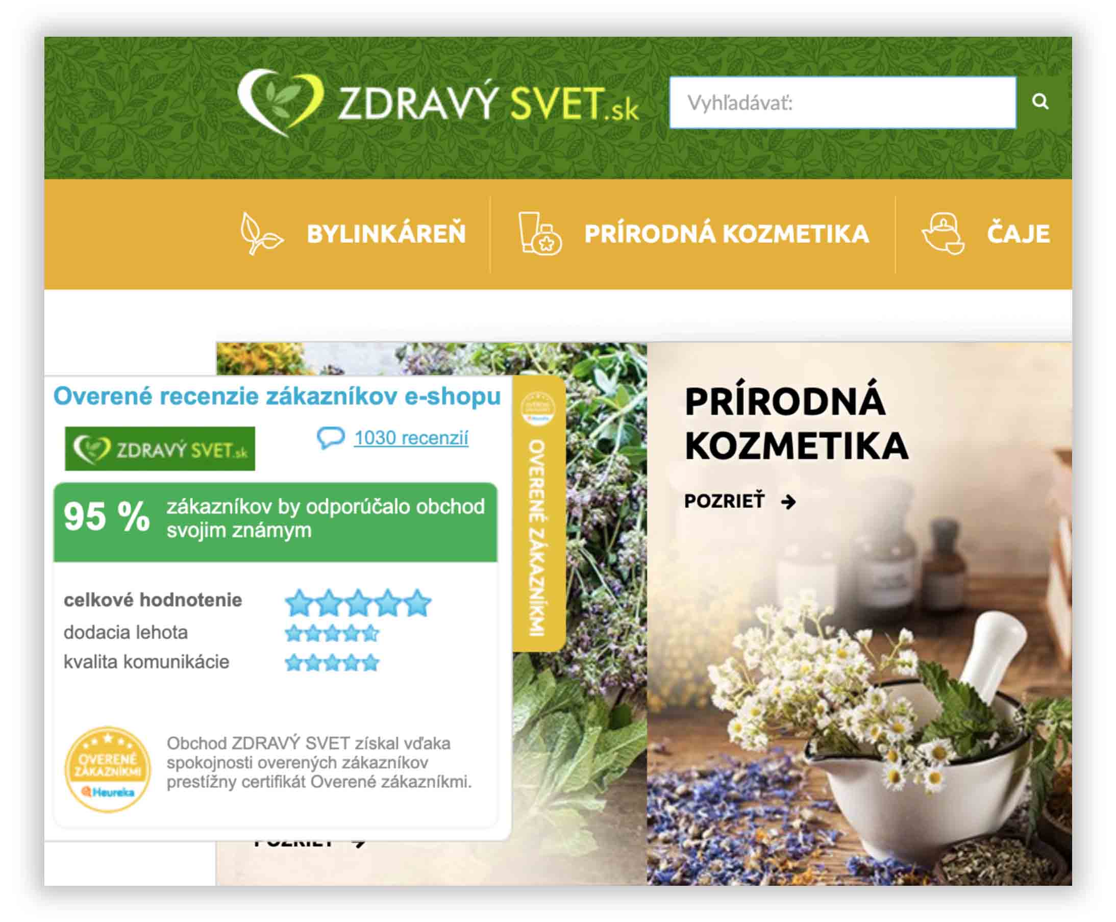 sekcia overene zakaznikmi na e-shope Zdravy svet